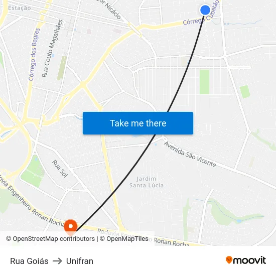 Rua Goiás to Unifran map