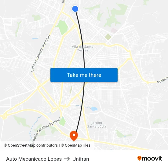 Auto Mecanicaco Lopes to Unifran map