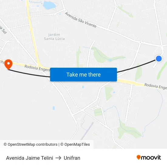 Avenida Jaime Telini to Unifran map