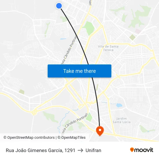 Rua João Gimenes García, 1291 to Unifran map