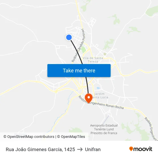 Rua João Gimenes García, 1425 to Unifran map