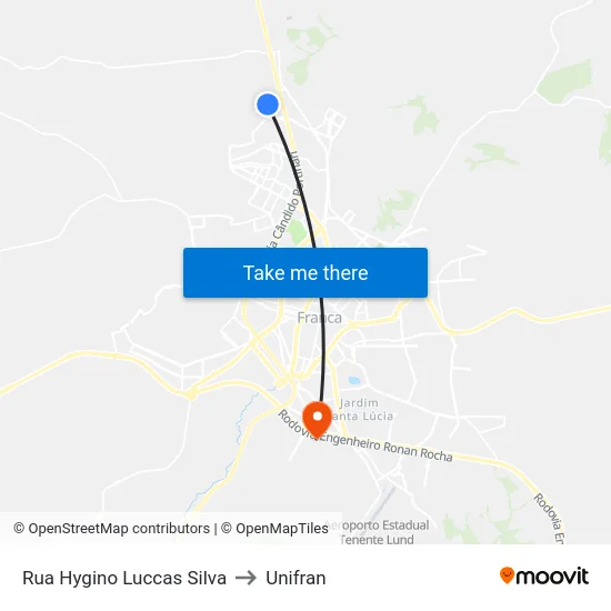 Rua Hygino Luccas Silva to Unifran map