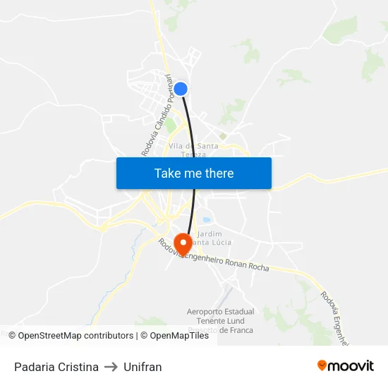 Padaria Cristina to Unifran map