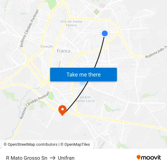 R Mato Grosso Sn to Unifran map