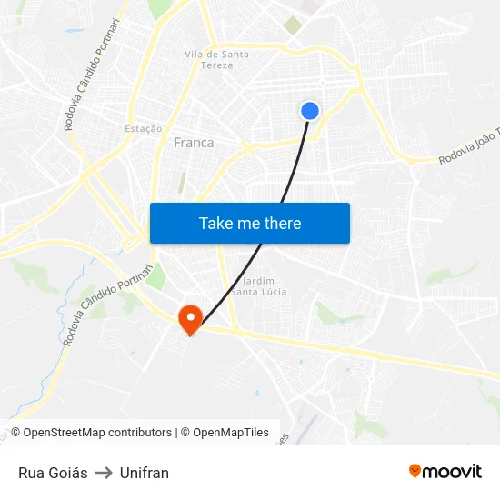 Rua Goiás to Unifran map