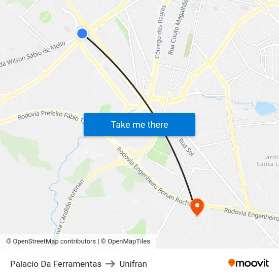 Palacio Da Ferramentas to Unifran map