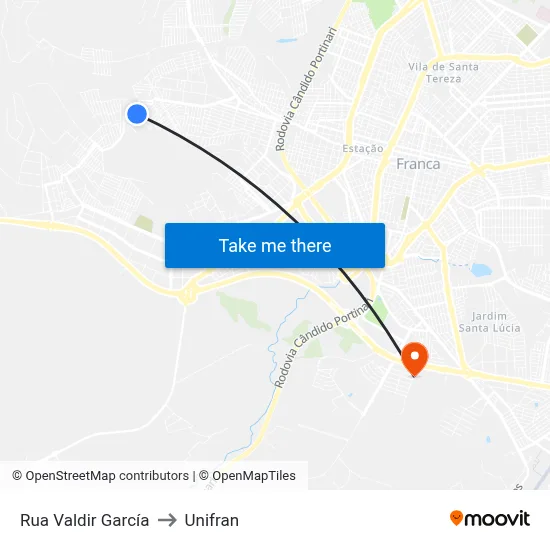 Rua Valdir García to Unifran map