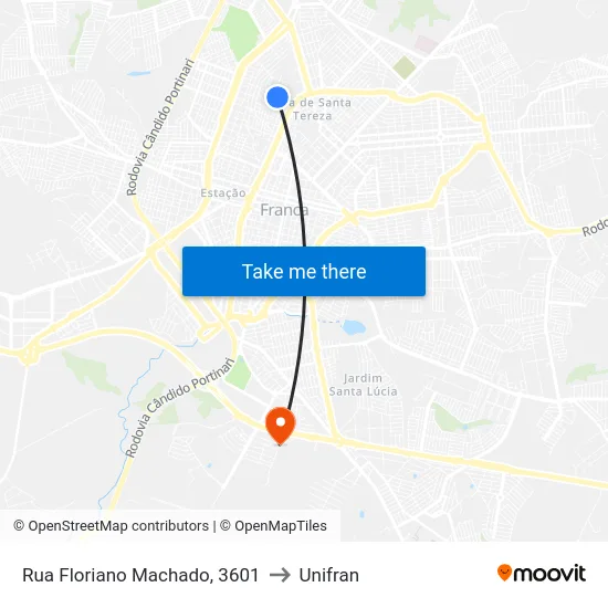 Rua Floriano Machado, 3601 to Unifran map