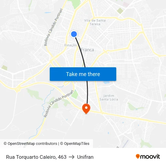 Rua Torquarto Caleiro, 463 to Unifran map