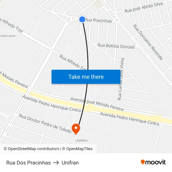 Rua Dos Pracinhas to Unifran map