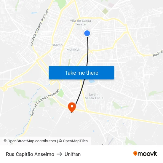Rua Capitão Anselmo to Unifran map