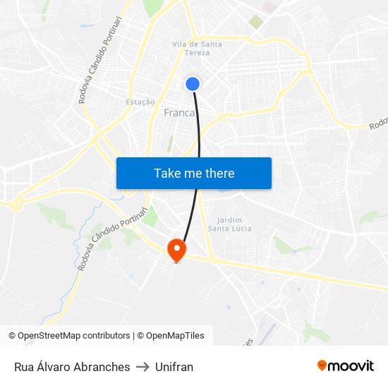 Rua Álvaro Abranches to Unifran map