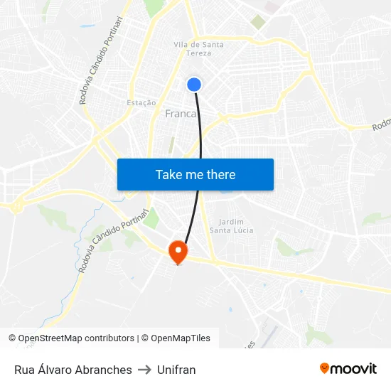Rua Álvaro Abranches to Unifran map