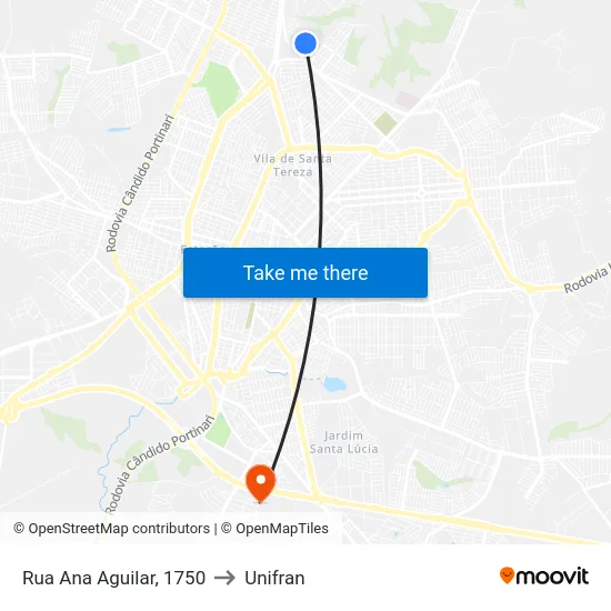 Rua Ana Aguilar, 1750 to Unifran map