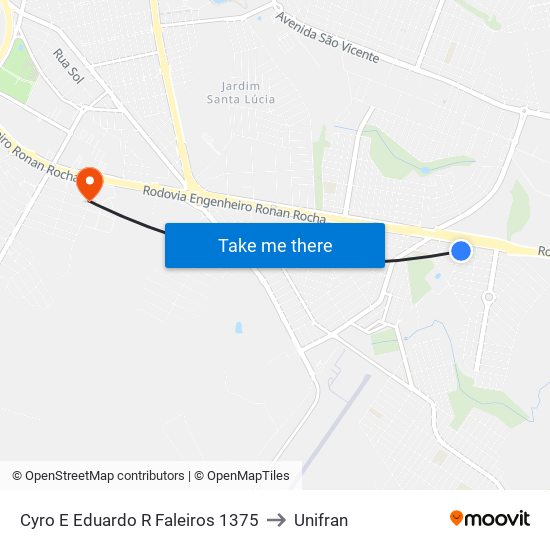 Cyro E Eduardo R Faleiros 1375 to Unifran map