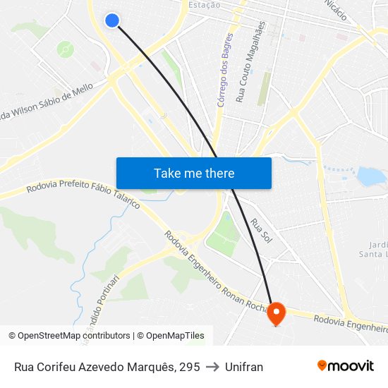 Rua Corifeu Azevedo Marquês, 295 to Unifran map