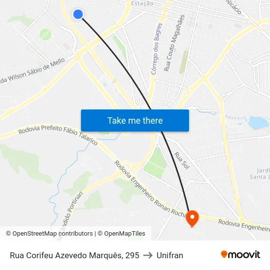 Rua Corifeu Azevedo Marquês, 295 to Unifran map