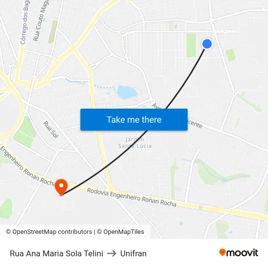 Rua Ana Maria Sola Telini to Unifran map