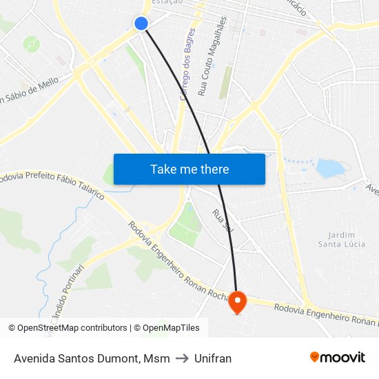 Avenida Santos Dumont, Msm to Unifran map