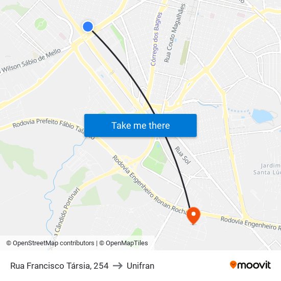 Rua Francisco Társia, 254 to Unifran map