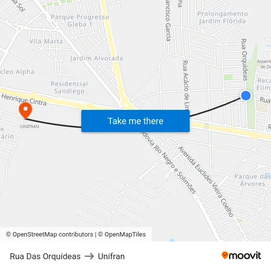 Rua Das Orquídeas to Unifran map