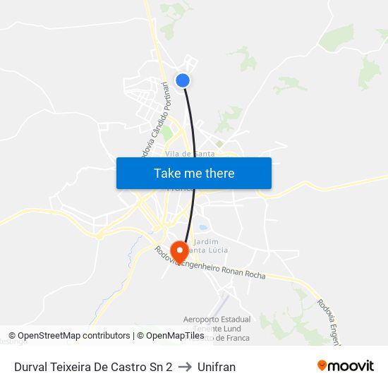 Durval Teixeira De Castro Sn 2 to Unifran map