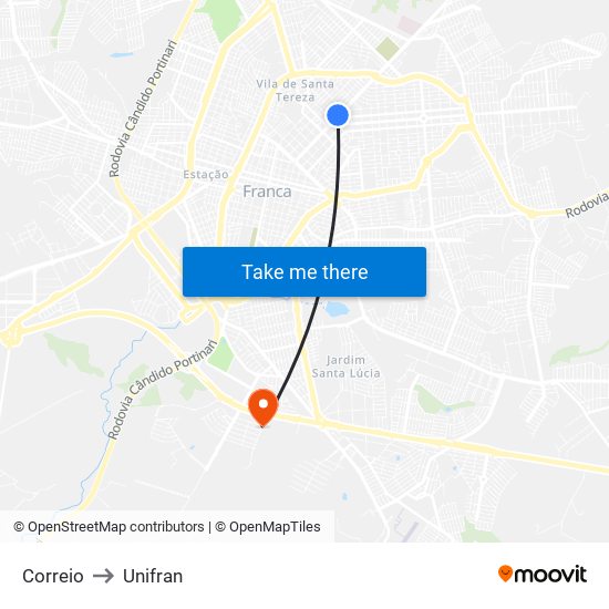 Correio to Unifran map