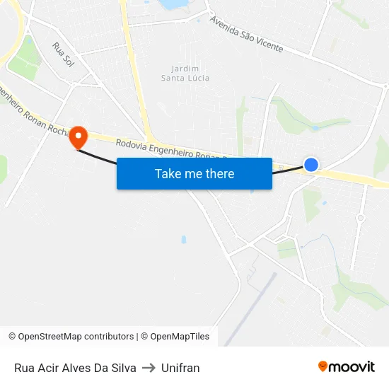 Rua Acir Alves Da Silva to Unifran map