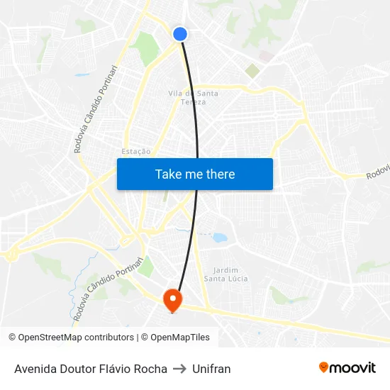 Avenida Doutor Flávio Rocha to Unifran map