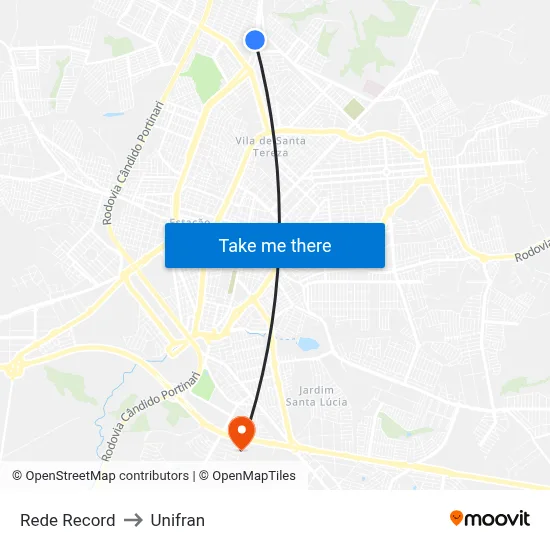 Rede Record to Unifran map