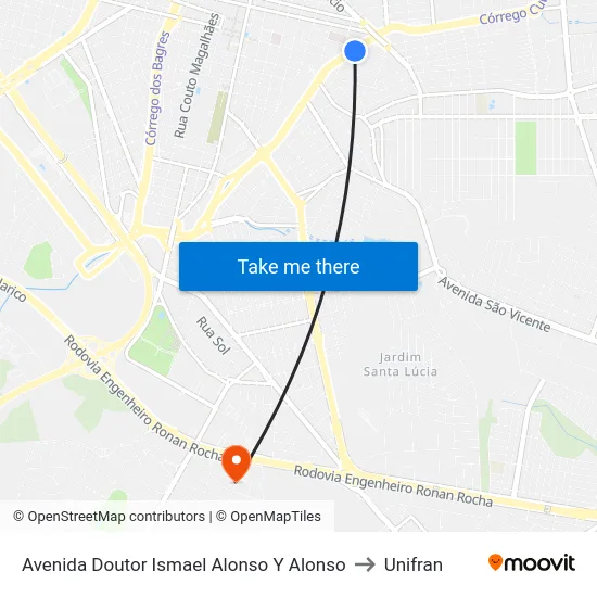 Avenida Doutor Ismael Alonso Y Alonso to Unifran map