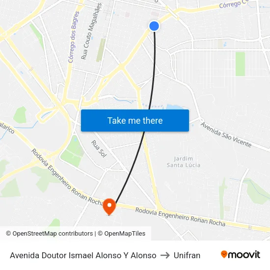 Avenida Doutor Ismael Alonso Y Alonso to Unifran map