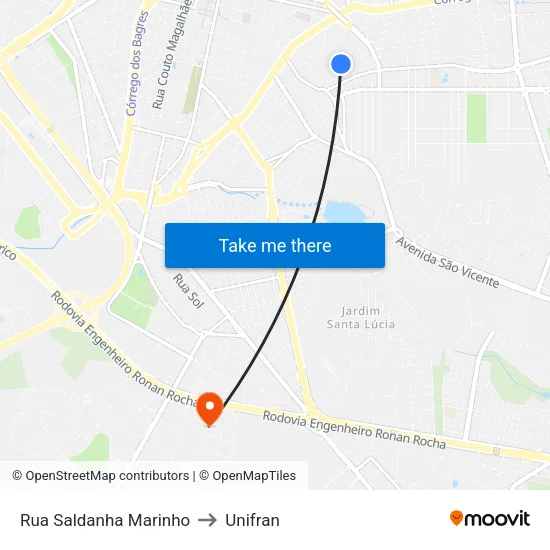 Rua Saldanha Marinho to Unifran map