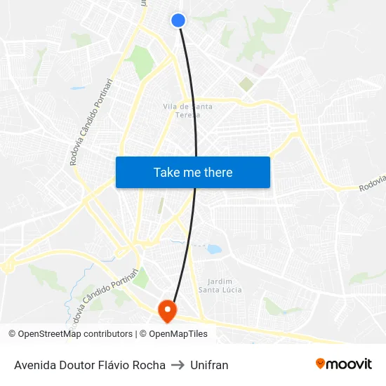 Avenida Doutor Flávio Rocha to Unifran map
