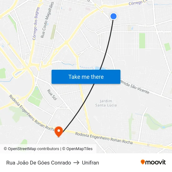 Rua João De Góes Conrado to Unifran map