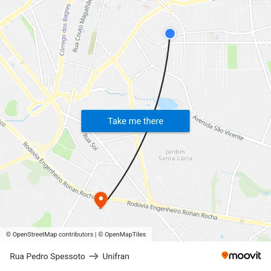 Rua Pedro Spessoto to Unifran map