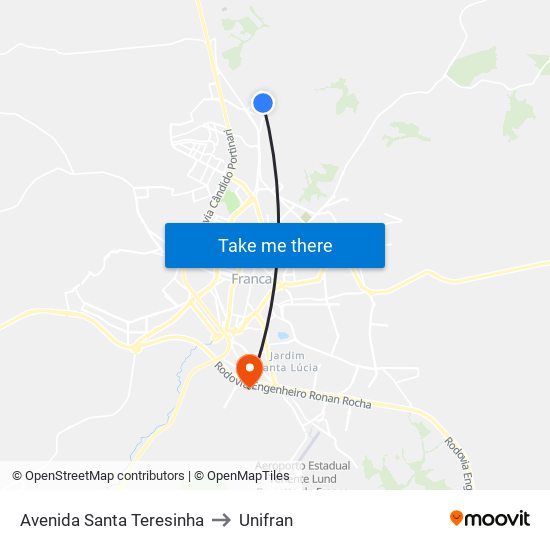 Avenida Santa Teresinha to Unifran map