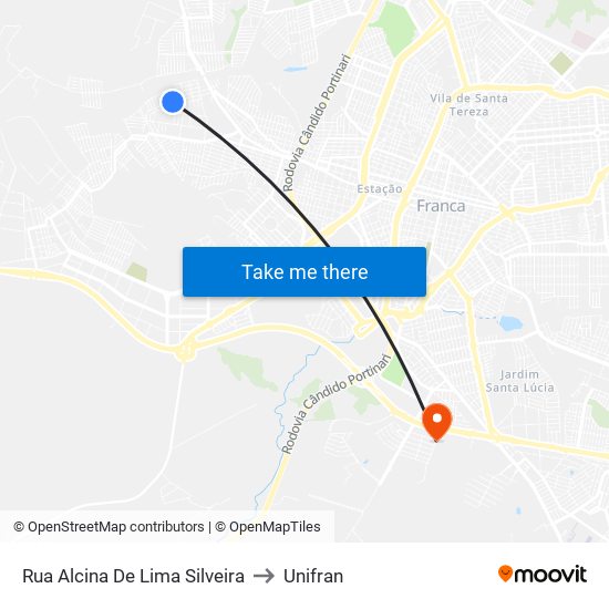 Rua Alcina De Lima Silveira to Unifran map