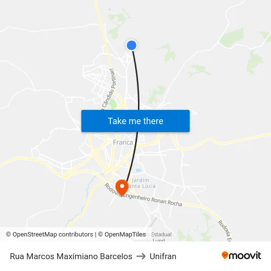 Rua Marcos Maxímiano Barcelos to Unifran map