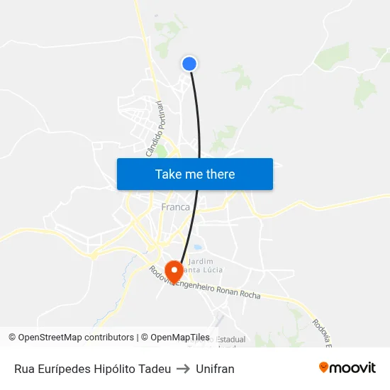 Rua Eurípedes Hipólito Tadeu to Unifran map