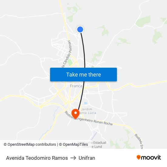 Avenida Teodomiro Ramos to Unifran map