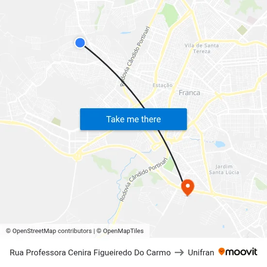 Rua Professora Cenira Figueiredo Do Carmo to Unifran map