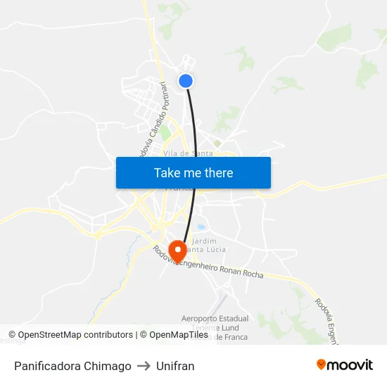 Panificadora Chimago to Unifran map