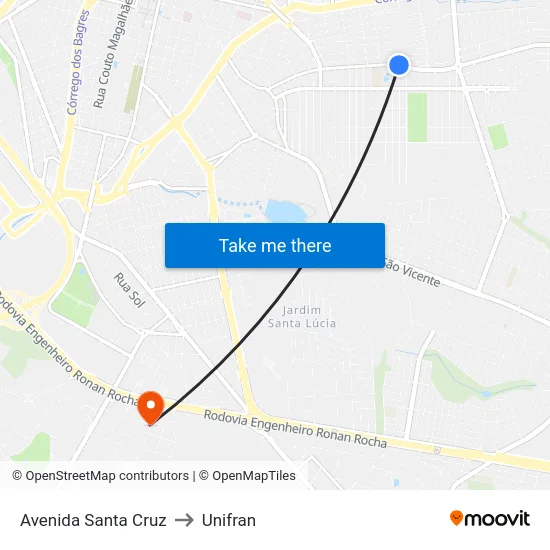 Avenida Santa Cruz to Unifran map