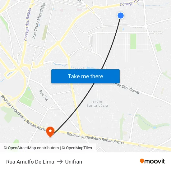 Rua Arnulfo De Lima to Unifran map