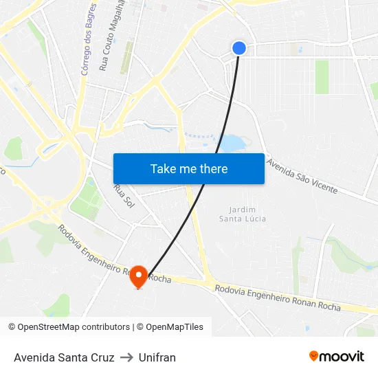 Avenida Santa Cruz to Unifran map