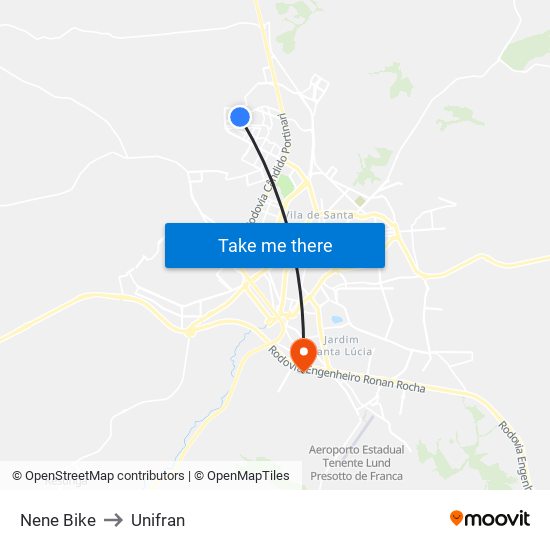 Nene Bike to Unifran map