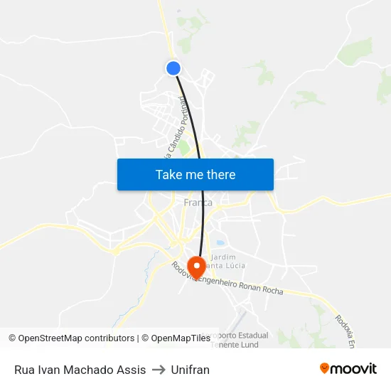 Rua Ivan Machado Assis to Unifran map