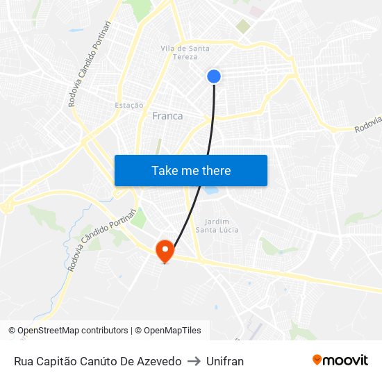 Rua Capitão Canúto De Azevedo to Unifran map