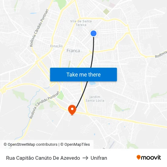 Rua Capitão Canúto De Azevedo to Unifran map